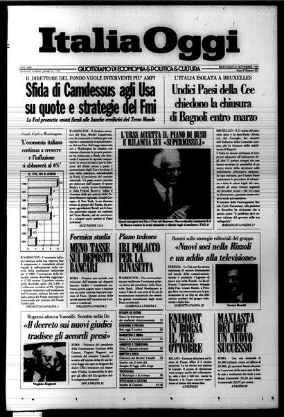 Italia oggi : quotidiano di economia finanza e politica